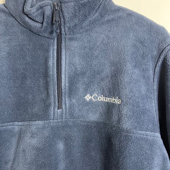 Columbia 1/4 Zip Fleece Medium Navy Pullover Long Sleeve Mock Neck Sweater Mens - Picture 3 of 5